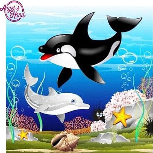 5D DIY Diamond embroidery dolphin cartoon diamond painting Cross Stitch full square Rhinestone mosaic decoration gift zx