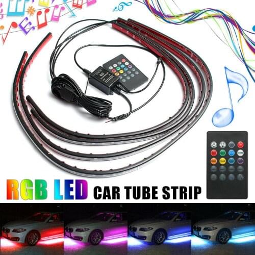 60/90cm 4X Car RGB LED Strip Light Under Car Underglow Flexible Strip LED Remote Control RGB Decorative Atmosphere Lamp car ligh