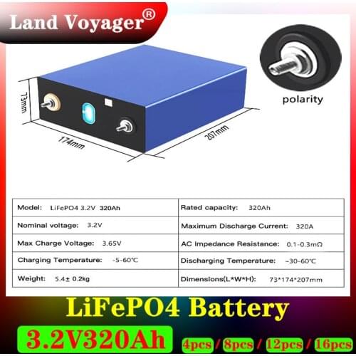 3.2V 320AH cells BRAND NEW 48V Lifepo4 310AH battery Grade A DIY 12V 24V Rechargeable Battery Pack EU US Tax Free With Busbars