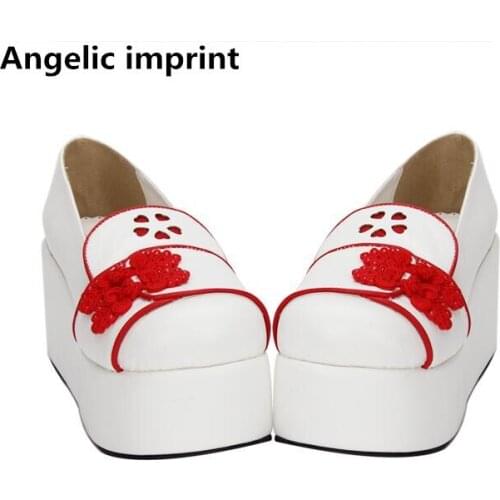Angelic imprint china style woman mori girl lolita cosplay shoes lady high heels pumps women princess dress party shoes 33-47