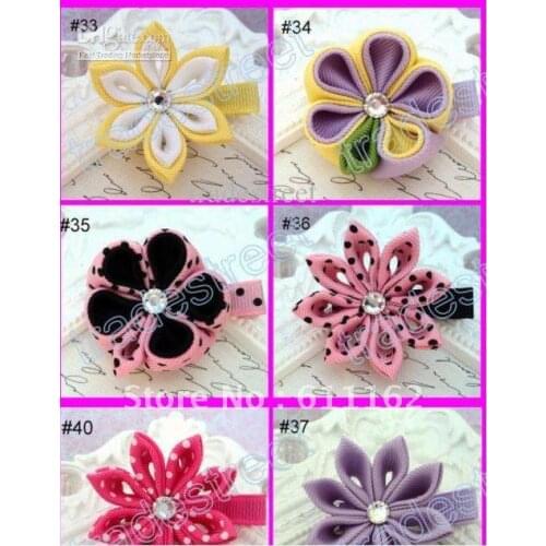 Free shipping 200pcs kanzashi flower hair clips badge reel hair clips top qualtiy best