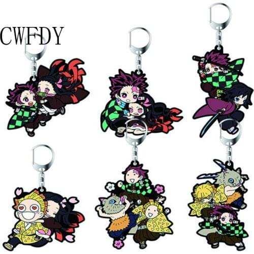 Demon Slayer Keychain For Girls Tanjirou Kamado Nezuko Tomioka Giyuu Kimetsu No Yaiba Acrylic Key Chain Cute Funny Cartoon 10pcs