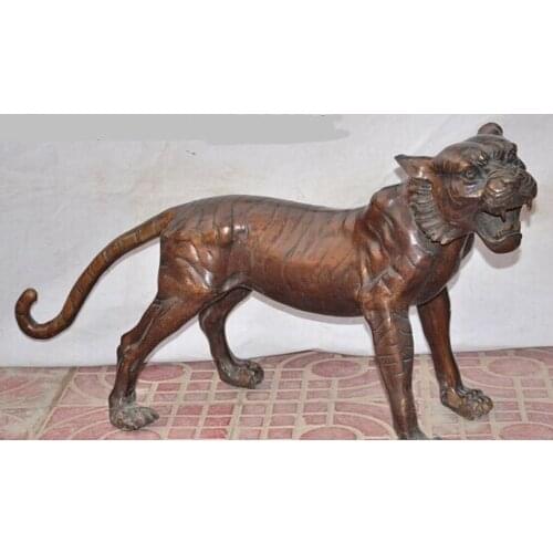 Xd 001472 29"China Fengshui Bronze Zodiac Year Tiger ferocious evil Animal success statue