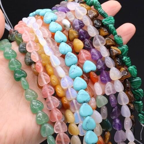 Natural Stone Beads Semi-Precious Stones Heart Shape Mix Color Loose Beaded For Jewelry Making DIY Bracelet Necklace Accessories