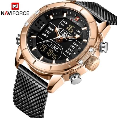 NAVIFORCE Men Military Watch 30m Waterproof Wristwatch LED Quartz Clock Sport Watch Male Relogios Masculino Sport Watch Men 2019