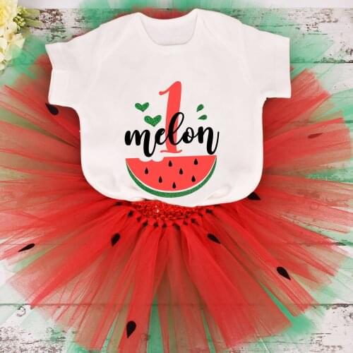 Baby Girl Watermelon Birthday Tutu outfit in a Melon 1st Birthday Party costume Toddler Photo Props Cake Smash 3 Colors