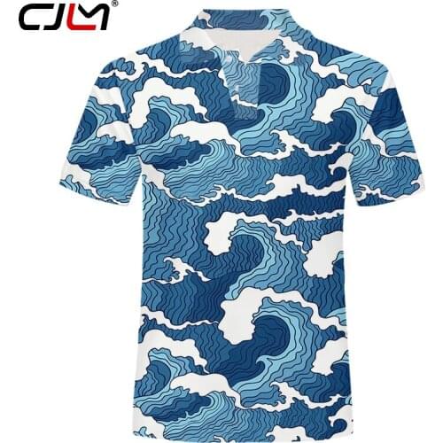CJLM Summer POLOshirt Male Casual Surf Short-sleeved Shirt 3D Printing Wave Vacation Fashion New Man Large Size Outlet Store 5XL