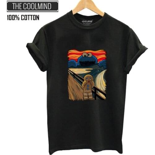 COOLMIND QI0312B 100% cotton summer loose o-neck women T shirt casual short sleeve female cool tshirt o-neck t-shirt tee shirts