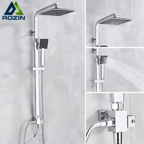 Chrome Bathroom Rainfall Shower Faucet Wall Mounted Simple Design Bathroom Faucets Rainfall Hot Cold Water Mixer Tap