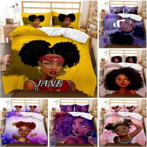 3D Digital American Printing Bedding Set Musical Fashion African Girl Quilt Cover