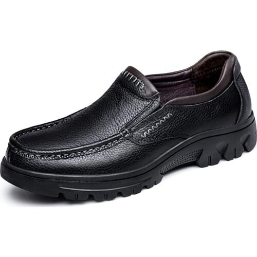 Leather Mens Shoes Thick Bottom Extra Large Size 45 Mens Business 47 Dad Extra Large Breathable Casual Shoes