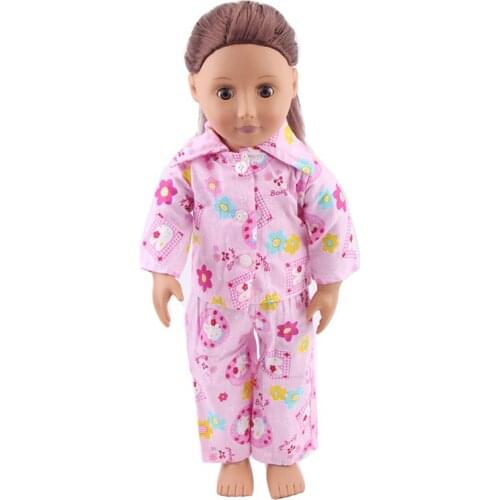 Doll clothes Pink rabbit pajamas suit pant toy accessories fit 18 inch Girl dolls and 43 cm baby doll c20