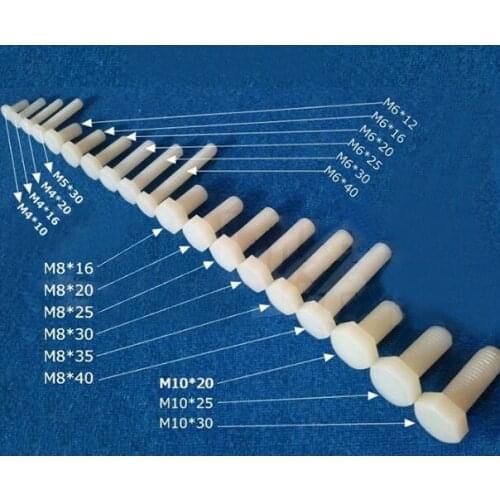 M6 M8 M10 Nylon screw Bolt Plastic bolts Hexagon Head,LED celling light insulation Light fastener Aircraft model,anti corrision