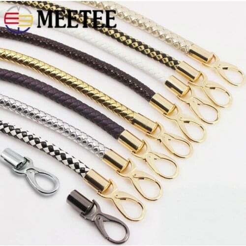 Meetee 52x1.5CM High-grade PU Leather Metal Spring Buckle Female Bag Woven Strap Gold Buckle DIY Decoration Accessories AP485