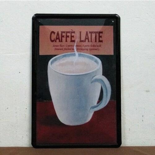 50pcs/lot Metal Sign shabby chic Coffee Latte Metal Signs Gift PUB Wall art Painting Poster Bar Craft Decor C-06 Mix order 20*30