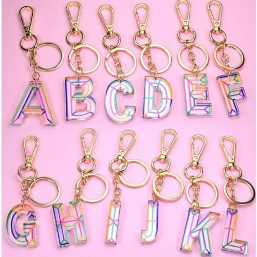 Fashion English alphabet keychain creative gift Acrylic Accessories Bag Car Key Chain Pendant Small Gift