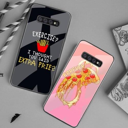 Pizza French fries Doughnut food Soft Phone Cover Tempered Glass For Samsung S20 Plus S7 S8 S9 S10 Plus Note 8 9 10 Plus