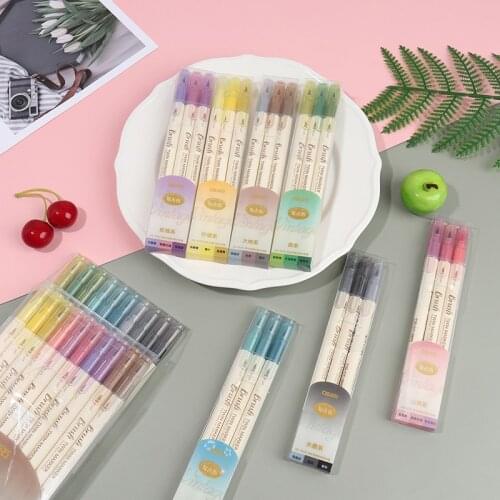 3pcs Retro color Twin Marker Pens Set Brush Drawing Fine Liner Water Based Ink Blendable Watercolor Art Painting School