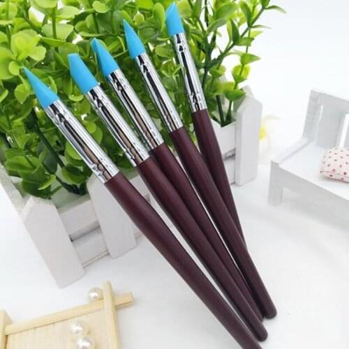 5pcs Wood Handle Silicone Rubber Clay Shaper Sculpting Polymer Modelling Pottery Tools Set For DIY Crafts