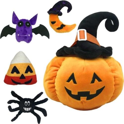 Halloween Pumpkin Plush Toy Set Stuffed Doll Decorative Pillow Funny Evil Pumpkin Plush Stuffed Toy Soft Plants Doll