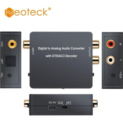 Neoteck Digital to Analog Audio Decoder Converter Optical SPDIF Toslink / Coaxial 5.1CH digital audio to 2CH Analog stereo Audio