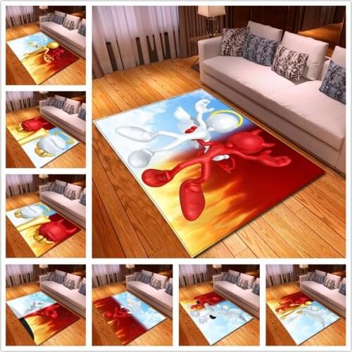 Nordic 3D Angel/devil Pattern Printed Carpets Soft Flannel Hallway Carpets for Living Room Bedroom Area Rug Tea Table Floor Mats