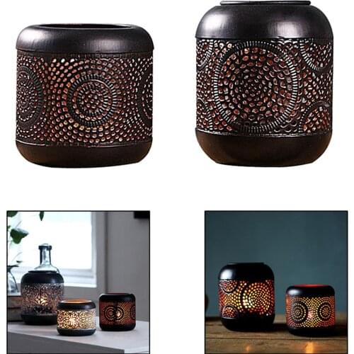 Nordic Hollow Iron Candle Holder Tea Light Candlestick Metal Glass Decoration Table Living Room Modern Home Decor