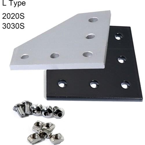 10pcs 20pcs 5 Holes 90 Degree Joint Board Plate Corner Angle Bracket Connection Joint Strip for Aluminum Profile 2020