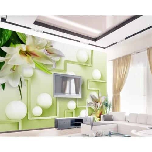 Beibehang Custom Wallpaper Home Decorative Mural 3d Fresh Lily Ball TV Sofa Background Living Room Bedroom Mural 3d wallpaper