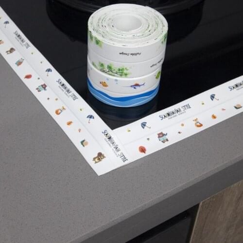 PVC/Acrylic Cute Multi Styles Stick Strip Corner Line Mildew Proof Sealant Tape for Kitchen Stove Sink Self Adhesive Waterproof