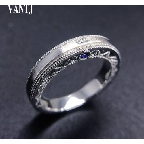 VANTJ Real Natural Diamond Ring Solid 10k Gold White Sapphire Ring Gemstone Round Brilliant Cut for Women Wedding Party Gift