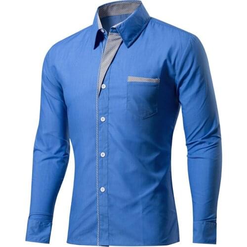 Men Shirt Brand Male High Quality Long Sleeve Shirts Casual Hit Color Slim Fit Man Dress Shirts European size 4XL