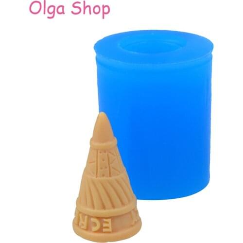 XYL155 29.9mm 3D Ice Cream Cone Silicone Mold - Food Safe, Sugarcraft, Fondant, Baking Tools, Candy, Chocolate, Resin, Gum Paste