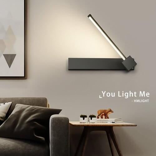 High Brightness LED Wall Lamps Modern Bedroom Living Room Stairway 7W Black White Sconce 330° Rotatable Light Indoor Fixture