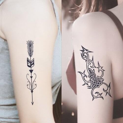 Juice Ink Tattoo Body Art Lasting Waterproof Temporary Tattoo Sticker Waist Totem Tatoo skull moon rose Arm Fake Tatto Women Men