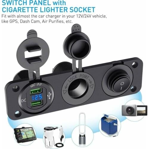 Mayitr 12V-24V Dual USB Power Charger Socket Adapter Waterproof Cigarette Lighter Splitter with Switch Adapter Socket Cable