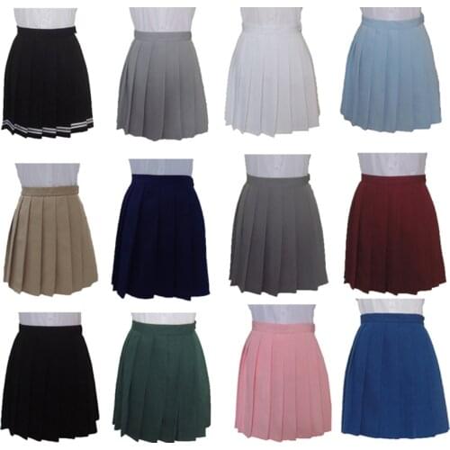 Spring and summer new Japanese and Korean high waist student uniform wild college wind white pleated skirt