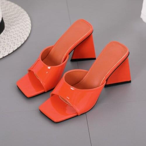 2021 Women Summer Sandals Slippers Strange Heels Mules Women High-heeled Slippers Ladies Slip on Party Nightclub Slippers
