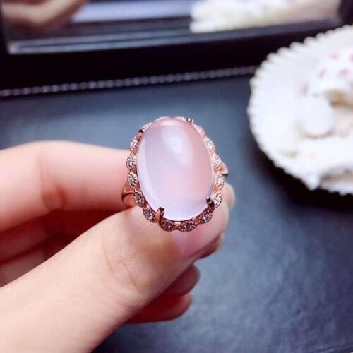 Natural Ross Quartz Big Grain Gem S925 Sterling Silver Ring Fashion Fine Jewelry for Women Free Shipping MeibaPJFS