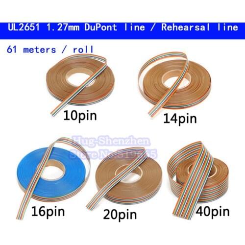 1.27mm DuPont Cable Rainbow Flat Line Support Wire Soldered Cable Connector Wire For Arduino Diy Kit 16p 61m