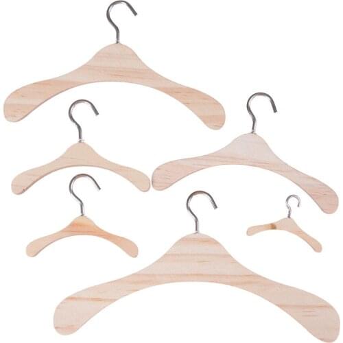 1PCS Wooden Hangers Dress Clothes Accessories For Doll Accessories Dollhouse Pretend Play Christmas Girls' Gift