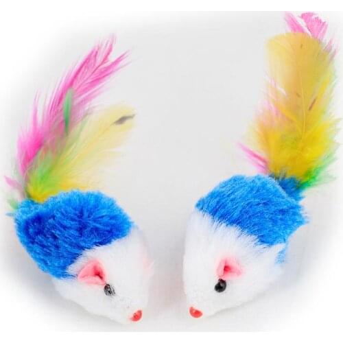 1PC Cat Mouse Toy Colorful Pet Supply Plush False Mice Cat Fake Feather Cat Interactive Toy Kitten Chew Toy Pet Toy For Dog Cat