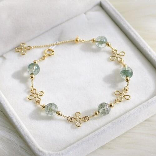 12 new products] natural green ghost Zhaocai crystal bracelet female ins small crowd design cold wind 14K gold bag