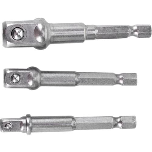 3Pcs/Set 1/4 inch 3/8 inch 1/2 inch Hex Power Drill Driver Socket Wrench Adapter Extension Bar Bit 65-72mm