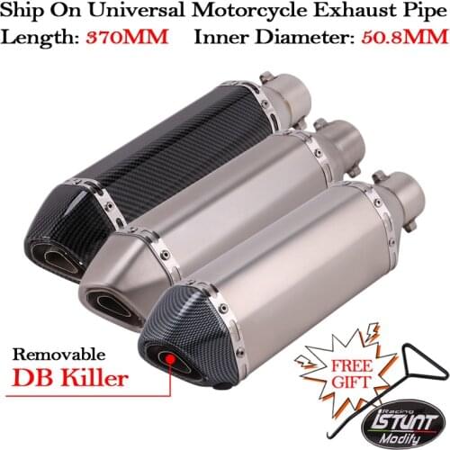 370MM Ship On Motorcycle Exhaust Modified Universal Moto Escape DB Killer Muffler For Sports Scooter ATV R3 R25 Z250 Z650 RC390