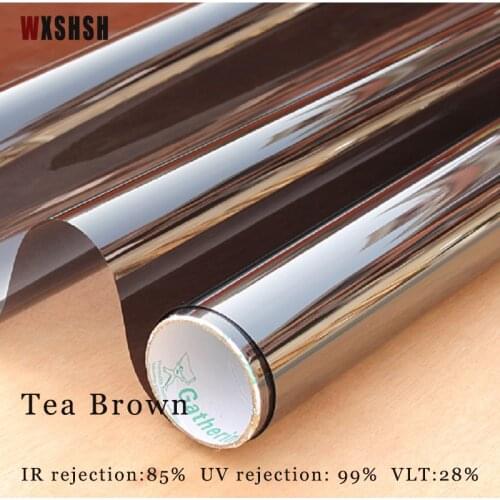 Tea Brown Sunscreen Window Film Self-Adhesive Window Protection One Way Perspective UV-Reduction Multi-Size Glass Sticker