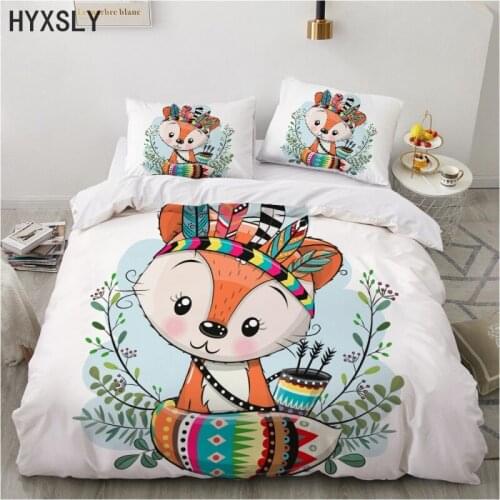 3D Bedding Sets Animal Fox Duvet Quilt Cover Set Pillowcase King Queen Full Twin Size Bed Linen 2/3 Pieces Kids Home Textiles