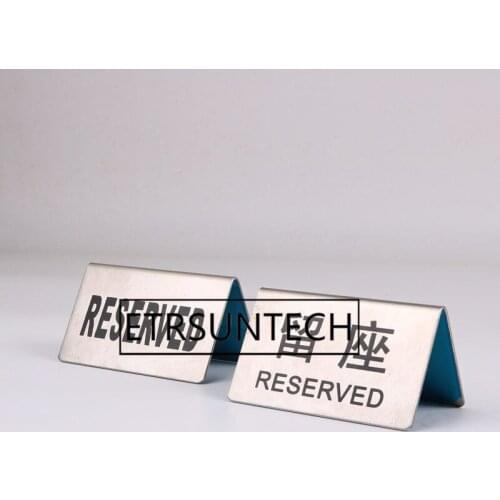 50pcs Stainless Steel Reserved Table Sign Reception Wedding Table Seating Signs No Smoking For Restaurant Cafe Party