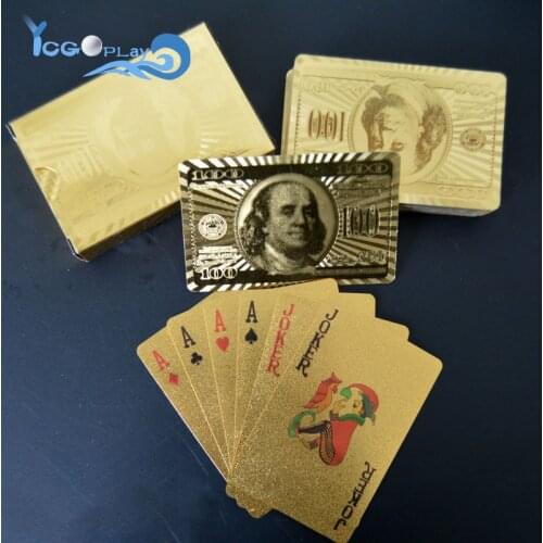 NEW 54PCS Waterproof Quality 24K Gold Playing Cards Luxury Foil Plated Card magic party game plastic Durable poker gifts Suit