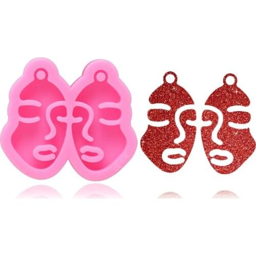 Abstract Face Shape Earring Mold Resin Silicone DIY Epoxy Mould Decor Keyring